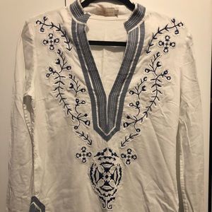 White embroidered Tory Burch shirt
